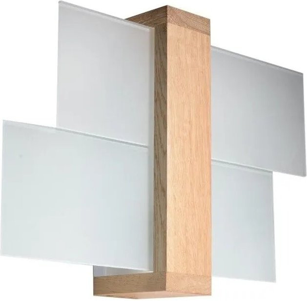 EASYLIGHT Wandlampe Modern aus Glas und Holz in Natur mit E27 Fassung, Breite: 43 cm - Bild 1