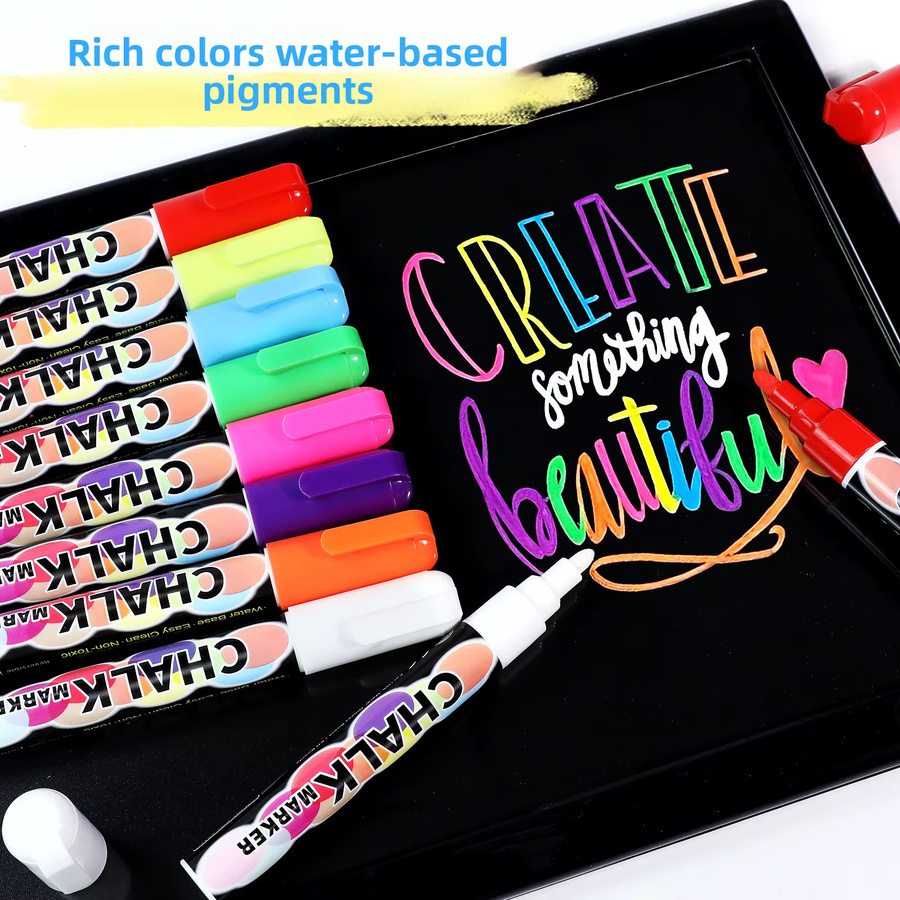Wasserlösliche Flüssigkreide 6 mm in Mehrfarben als staubfreier Markierungsstift für Whiteboards und LED-Tafeln - Bild 2