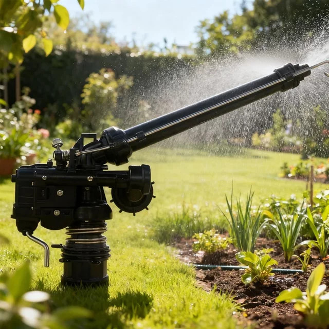 Automatischer rotierender Gartensprinkler mit einstellbarem Winkel und Turbinen-Funktion in Schwarz - Bild 1