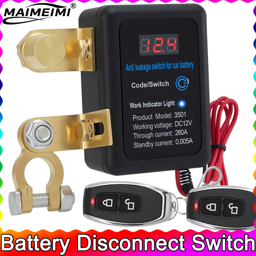RYSJM Batterie-Hauptschalter mit Fernbedienung 12V, 240A Killschalter mit 433MHz Diebstahlschutz, Schwarz - Bild 2