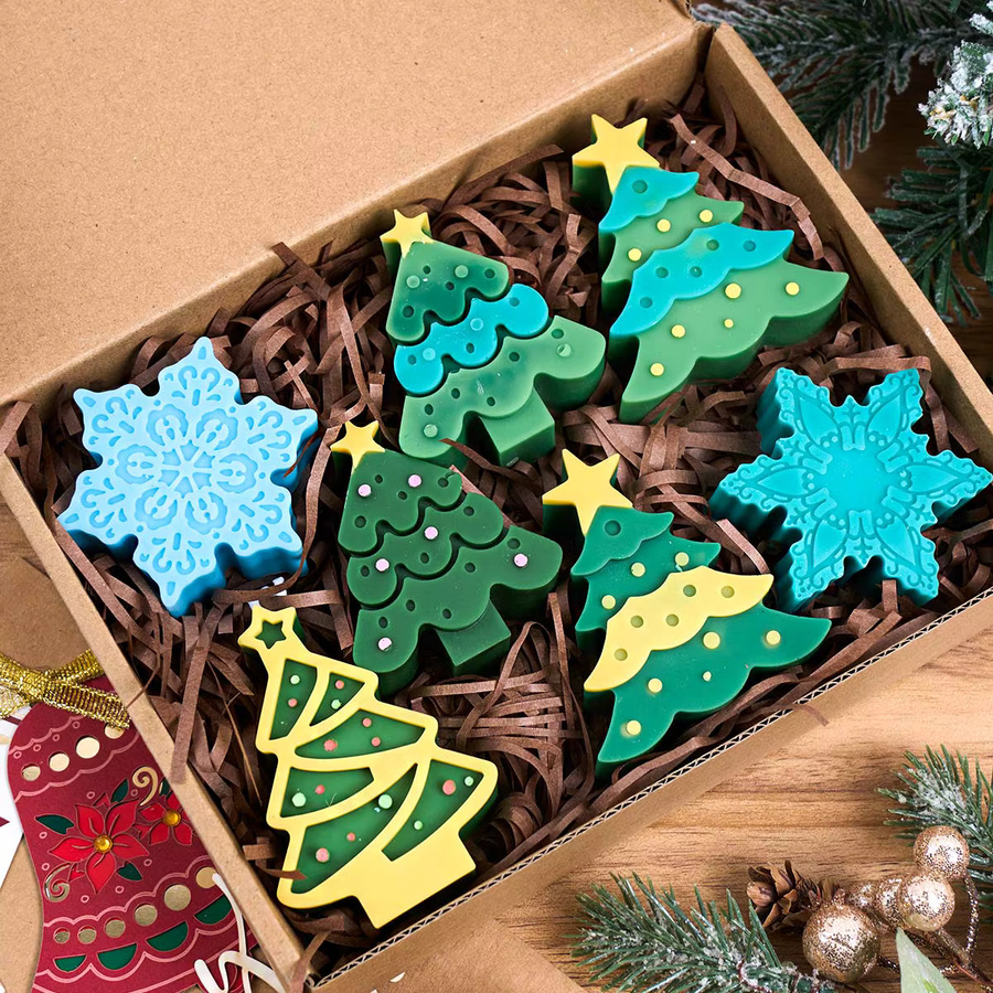 UDOCOOL 3D Weihnachtsschmuck Silikon Kerzenform für DIY Lebkuchenmann Elch und Schneeflocken in Multicolour - Bild 2