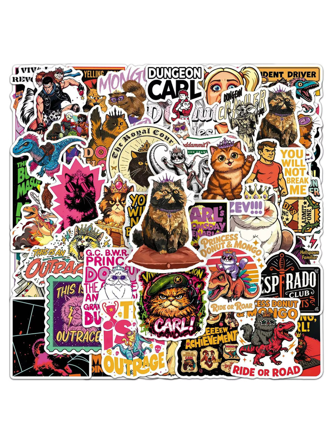 50 Stück Cartoon Dungeon Crawler Carl Graffiti-Aufkleber in Multicolour für Koffer, Wasserbecher und Schreibwaren - Bild 4
