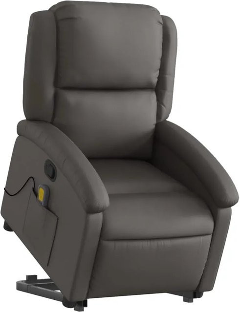 vidaXL Massagesessel mit Aufstehhilfe aus Echtleder in Grau - Bild 1