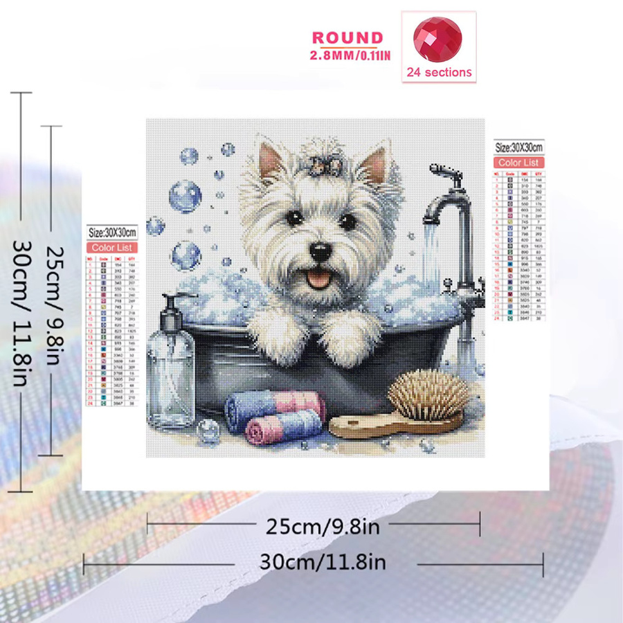 Momoart Hund Diamantmalerei DIY Tierbild Strass Mosaik Stickerei in Multicolour B/B/H: 20 x 20 x 20 cm - Bild 2