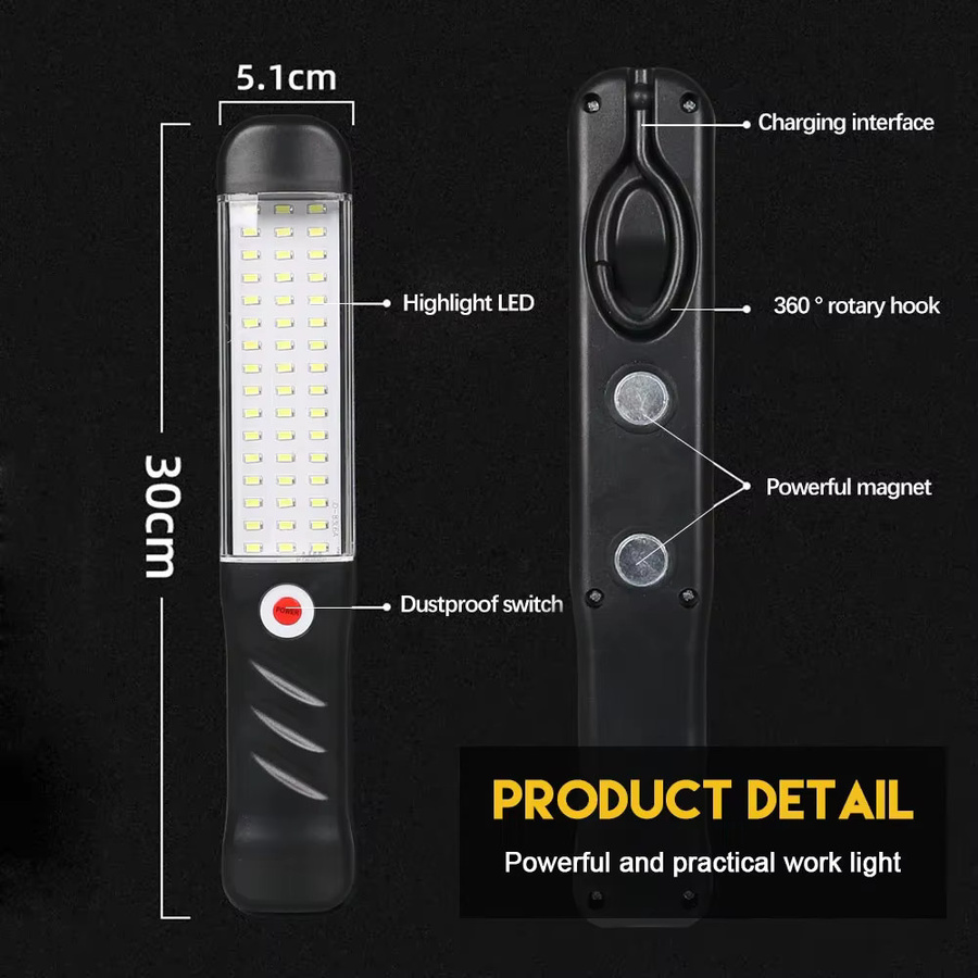 XIWANGFIRE Wiederaufladbare LED-Arbeitsleuchte mit Magnet und COB-Technik, Schwarz - Bild 5