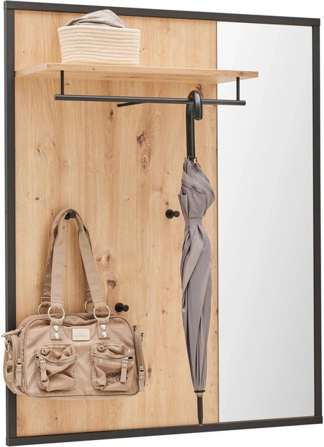 Premium Living Garderobenpaneel Florenz in Grau und Eiche Artisan mit Haken und Schiene - Bild 1