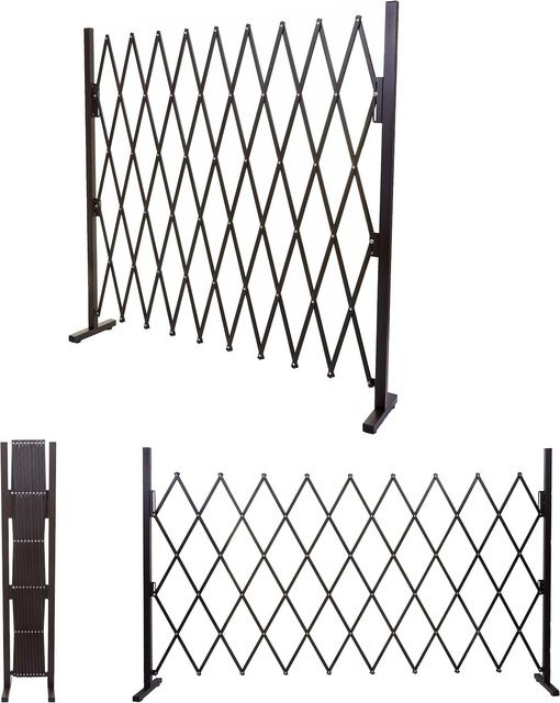 Ausziehbarer Absperrgitter MCW-B34 Scherengitter aus Alu in Braun, Höhe: 153 cm, Breite: 32-265 cm - Bild 1