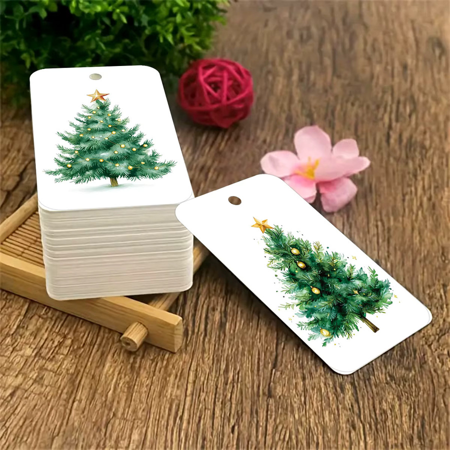 50 Stück Weihnachtsgeschenkanhänger aus Papier mit Hanfseil in Weiß für deine Weihnachtsbaumdekoration und DIY-Bastelprojekte - Bild 4