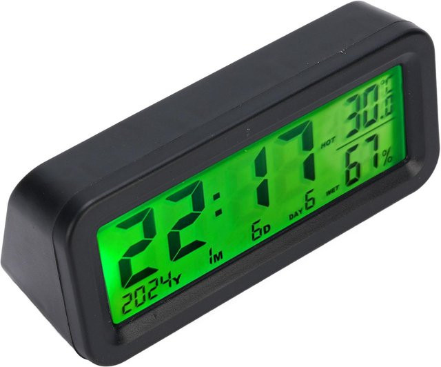 Painter Solar Digitaluhr für das Auto mit Temperatur- und Luftfeuchtigkeitsmesser und automatischer Nachtanzeige in Grün/Schwarz - Bild 1
