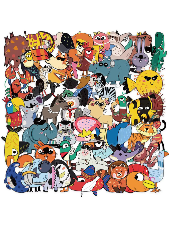 50 Stück transparente Cartoon-Tier-Aufkleber aus wasserfestem PET für Scrapbook und Bastelarbeiten von RecordingYourLife Store in Multicolour - Bild 3