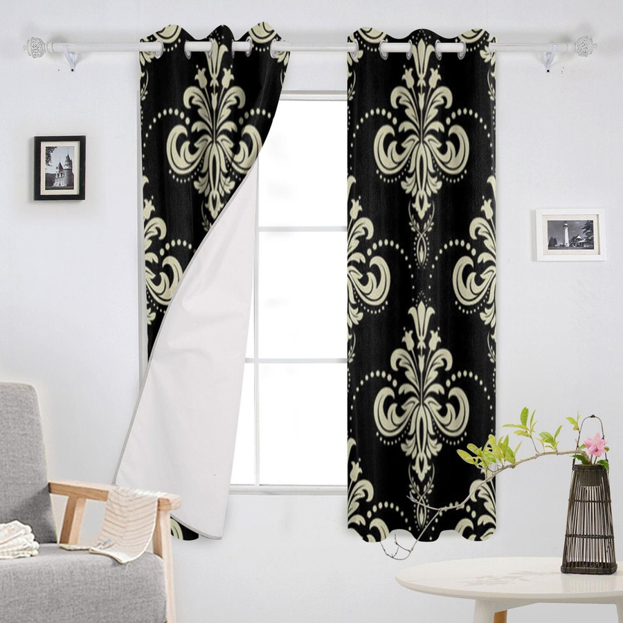 Super Six Fenstervorhang mit Barockmuster aus Polyester, semi-transparent, Breite: 135 cm, Höhe: 115 cm - Bild 1