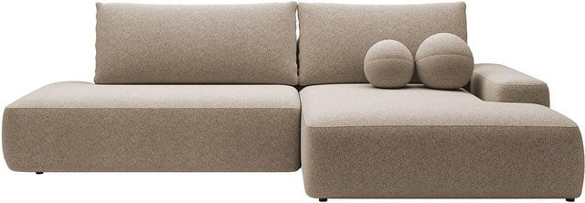 Vente-unique Schlafsofa Daviso in Taupe mit meliertem Stoff und L-Form - Bild 1