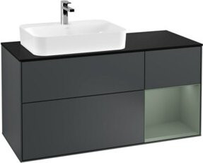 V&B Waschtischunterschrank Finion mit Wandbeleuchtung, Anthrazit lackiert, Breite: 120 cm - Bild 1