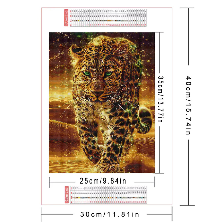 AZQSD Leoparden-Diamantmosaik 5D-Strass-Bild als handgefertigte Wanddekoration in Multicolour, Breite: 30 cm, Höhe: 20 cm - Bild 2