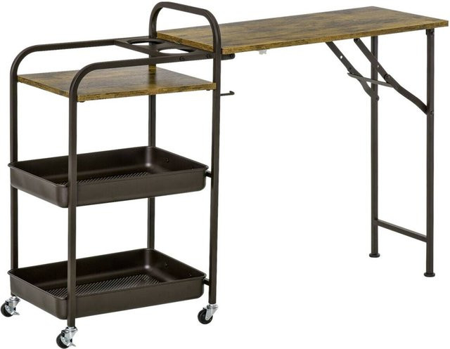 HOMCOM Küchenwagen in Braun im Industrial-Design aus Metall und MDF, B/H/T: 36,5 x 118 x 82 cm - Bild 1