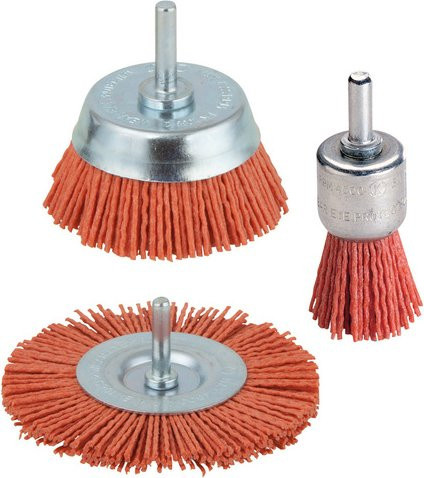 Wolfcraft Drahtbürsten-Set aus Nylon in Rot und Silber - Bild 1