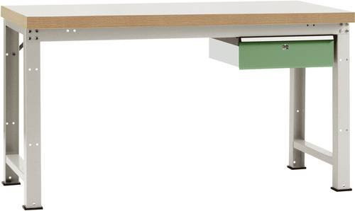 Manuflex WP5604.6011 Werkbank aus Stahl und Holz in Resedagrün (RAL 6011), B/T/H: 200 x 80 x 70 cm - Bild 1