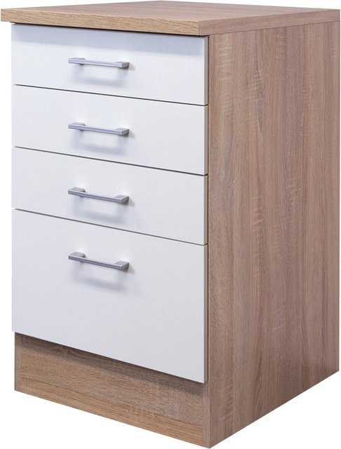 Flex-Well Küchen-Schubkastenschrank Samoa in Weiß und Sonoma Eiche, B/H/T: 50 x 85 x 60 cm - Bild 1