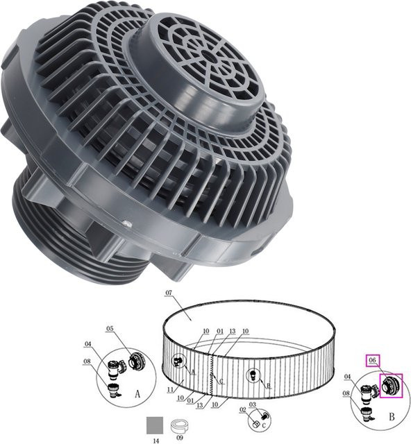 Intex Auslassfilter P6H1323 für 38 mm Verbindungsbecken in Grau zur Filtration und Wartung - Bild 1