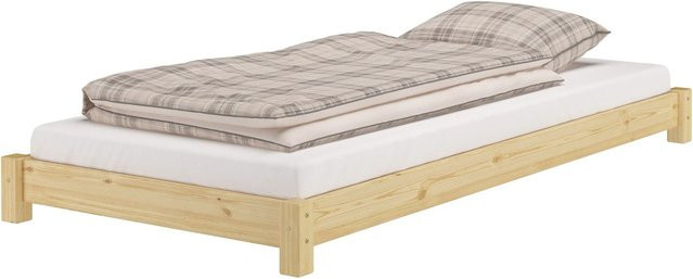 Erst-Holz Flachbett Einzelbett Modell 51 aus Massiv Kiefer in Beige, B/T/H: 100 x 200 x 108,5 cm - Bild 1