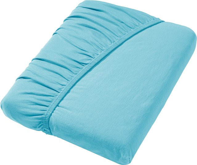 Wäschepur Betttuch aus bügelfreiem Elastik-Jersey in Aquamarin und Turquoise, 97% Baumwolle und 3% Elasthan - Bild 1