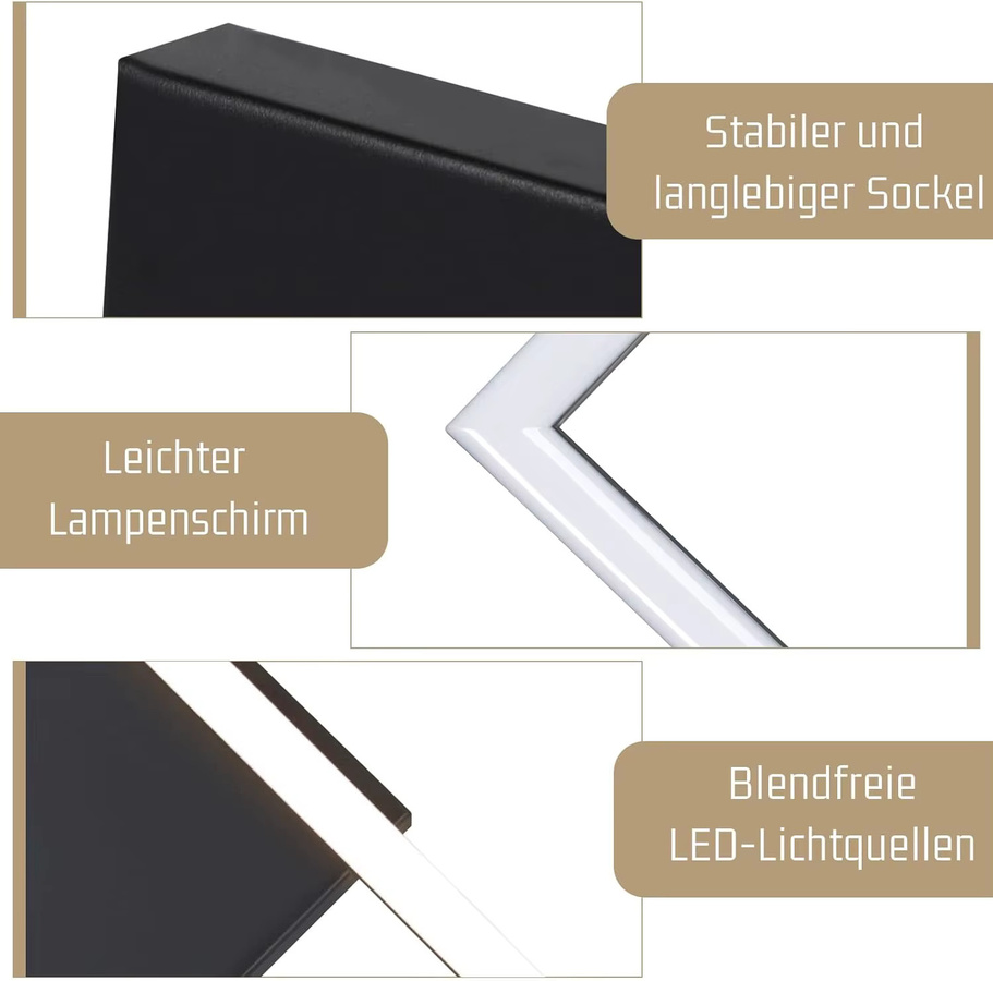 Cliheet LED-Deckenleuchte Schwarz, Quadratisch, 12 W, 3000 K Warmweiß, Durchmesser: 26 cm - Bild 3