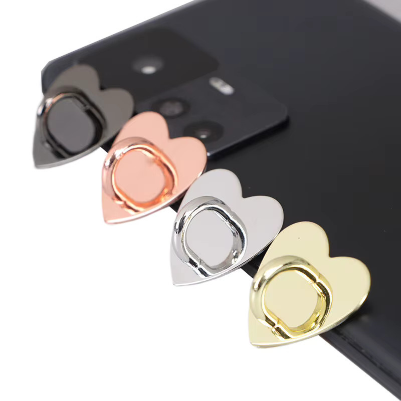 5 Stück SD&HI Handy-Charm-Halter aus Metall in Silber mit herzförmigem Design als selbstklebender Fingerring für die Rückseite deines Mobiltelefons - Bild 3