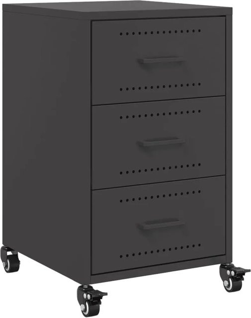 vidaXL Nachttisch aus kaltgewalztem Stahl in Schwarz, B/T/H: 36 x 39 x 59 cm - Bild 1