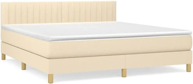 vidaXL Boxspringbett Hybrid mit Matratze Beige Stoff B/T/H: 160 x 200 cm - Bild 1