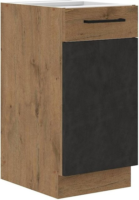 Vigo Küchenunterschrank Lancelot Matera in Eiche und Grau mit Einlegeboden und Scharniertüren, Breite: 40 cm - Bild 1