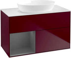 V&B Waschtischunterschrank Finion 100 in Anthrazit mit Regal, Breite: 100 cm, Tiefe: 50,1 cm, Höhe: 50,1 cm - Bild 1
