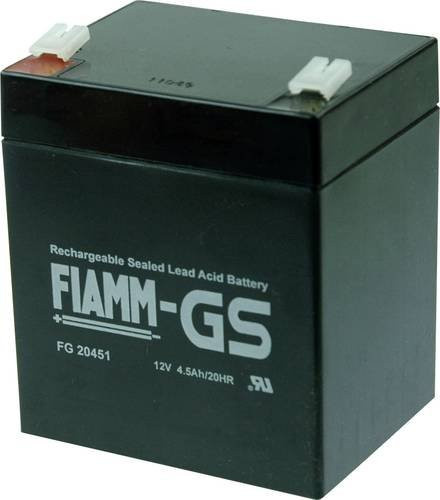 Fiamm PB-12-4,5-4,8 FG20451 Bleiakku 12V 4,5Ah Blei-Vlies AGM in Schwarz mit Flachstecker 4,8mm, B/H/T: 90 x 107 x 70 mm - Bild 1