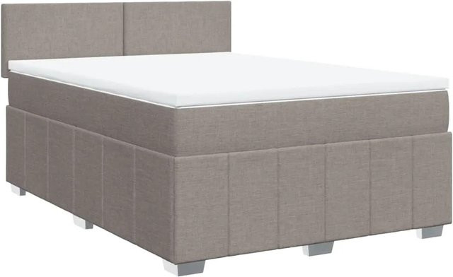vidaXL Boxspringbett mit Matratze Hybrid-Design in Taupe und Beige, B/T/H: 140 x 200 cm - Bild 1