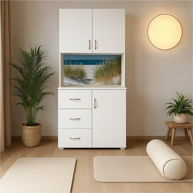 HTI-Living Schrank mit Dünen-Motiv in Weiß - Bild 1
