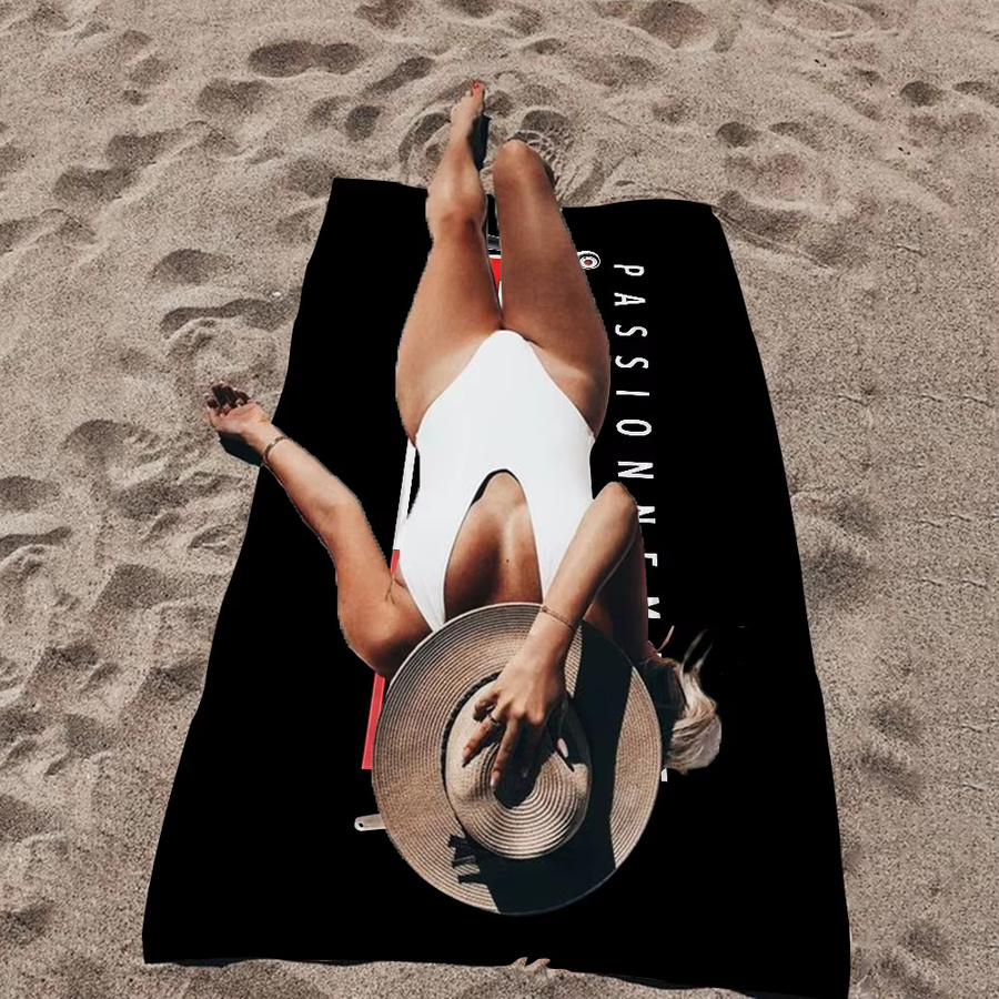 FACOM Logo Strandtuch für Kinder mit niedlichem Cartoon-Design, Saugfähiges Mikrofaser-Badetuch für Strand und Pool, Schwarz - Bild 3