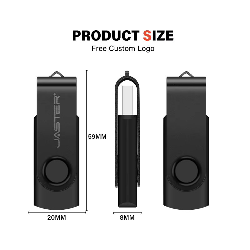 JASTER USB 3.0 Flash-Laufwerk 64GB Drehbarer USB-Stick als Schlüsselanhänger in Schwarz, Blau, Rot und Lila - Bild 2