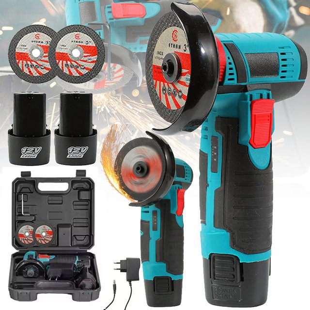 TKKEACE Kabelloser Winkelschleifer mit 12V Lithium-Akku, Mini-Polier- und Schneidemaschine mit 19500 U/min für DIY-Heimprojekte - Bild 1