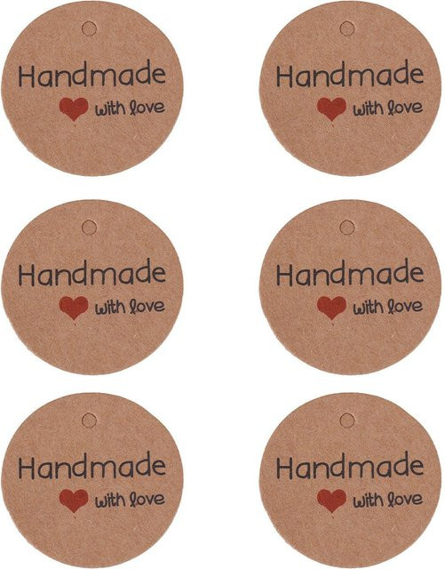 100 Stück handgemachte Hängeetiketten aus Papier von Igeteck in Braun für Geschenke, Schmuck und Hochzeiten - Bild 1