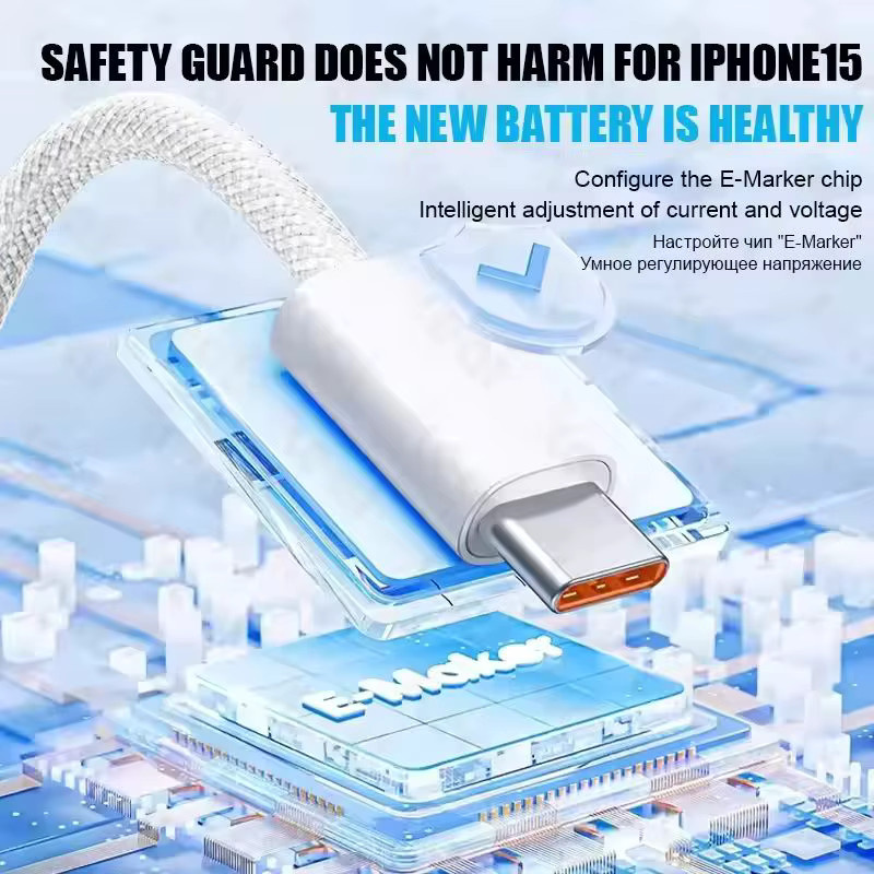 Keai USB-C auf Typ-C Schnellladekabel 60 W in Weiß für Apple iPhone 11 bis 16 Pro Max Plus - Bild 2