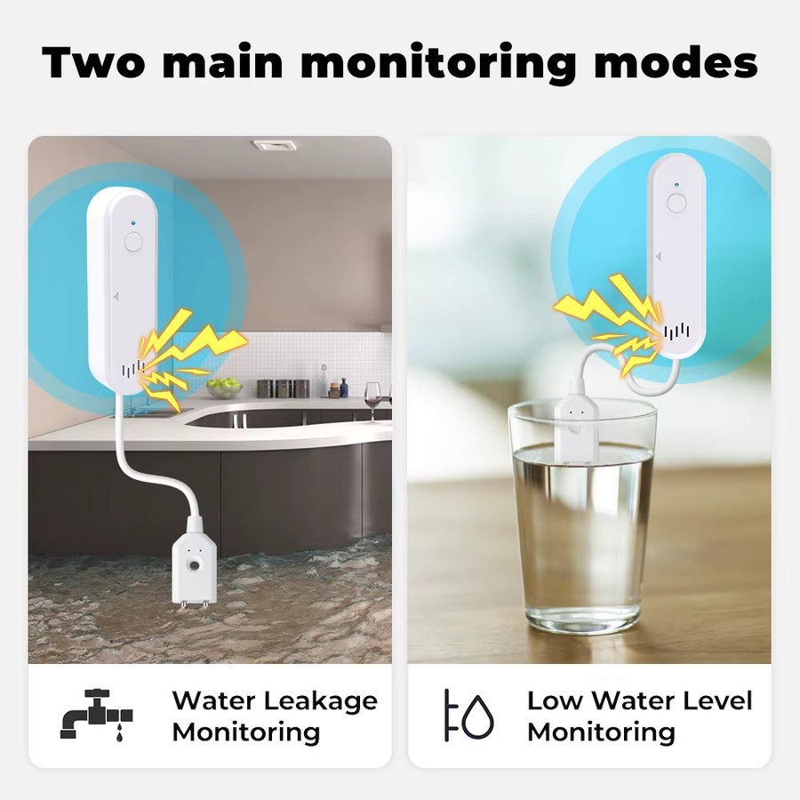 ONENUO WiFi Wasser Sensor mit Tuya App-Anbindung, Leckage Detektor und 80dB Alarm System in Weiß - Bild 4