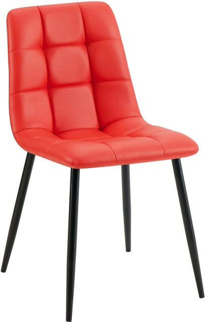 DELUKE Esszimmerstuhl FANOR in Rot mit Kunstleder und Stepp-Muster, B/T/H: 45 x 55 x 84 cm - Bild 1