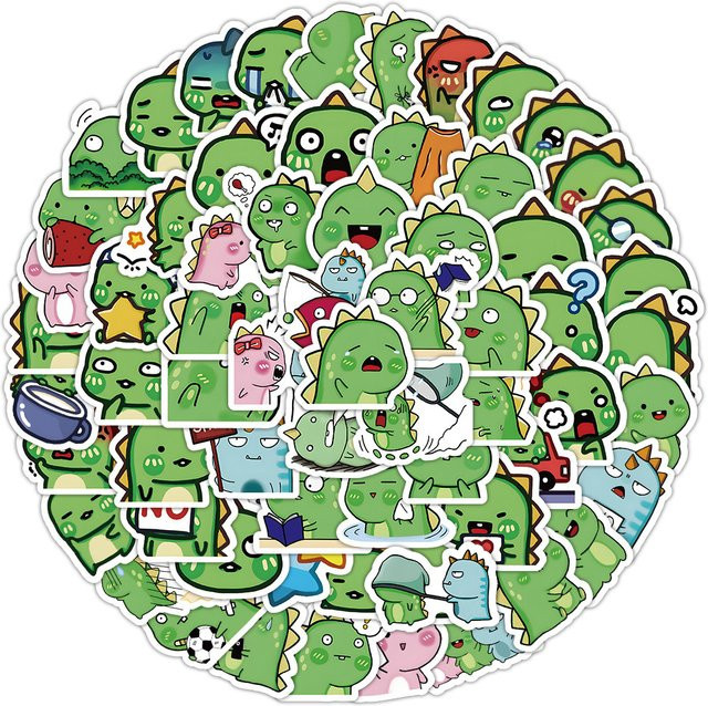 100 Stück bunte Doodle-Dinosaurier-Aufkleber aus Papier für Kinder von Anime Worlds Store - Bild 1