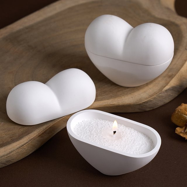 UDOCOOL Silikonform Herz für DIY Kerzen, Beton und Resin in Weiß - Bild 1