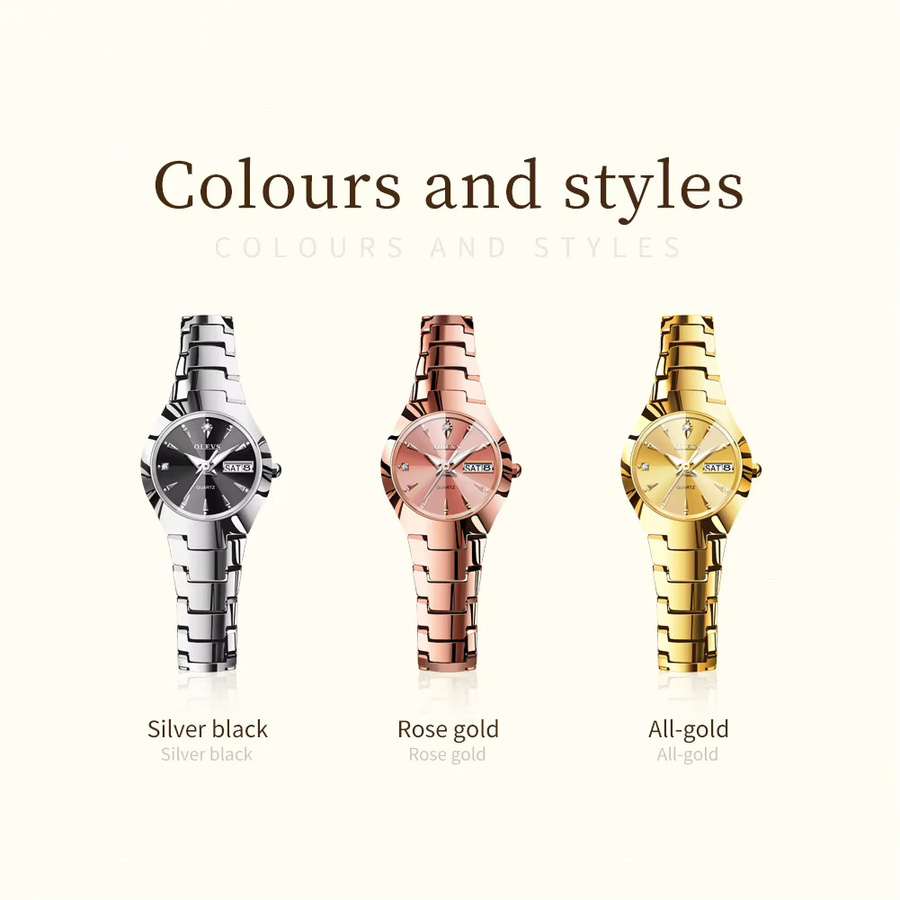 OLEVS Armbanduhr, Quarz, Edelstahl, Gold, Damen - Bild 2