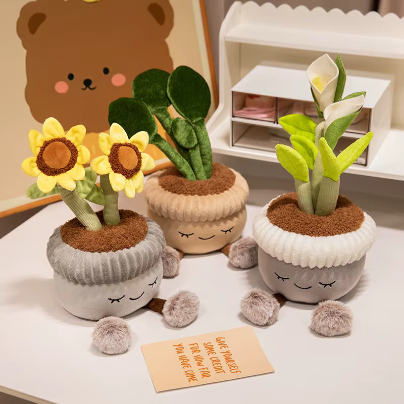 GDzaccly Kawaii gefüllte Plüschpflanzen, Plüschpuppe, rosa, klein - Bild 1