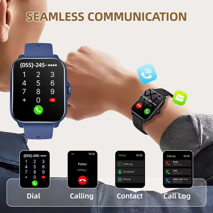 SIMSONLAB Smartwatch, 1,83'', Schwarz, Silikon, Unisex - Bild 1