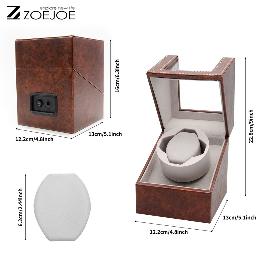 ZOEJOE Automatischer Uhrenbeweger, PU-Leder, Schwarz, USB-betrieben - Bild 2