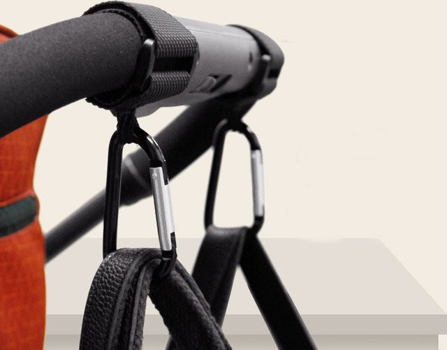 2 Stück universelle Kinderwagen-Haken für Taschen, rutschfeste Clip-Haken in Grün und Schwarz - Bild 1