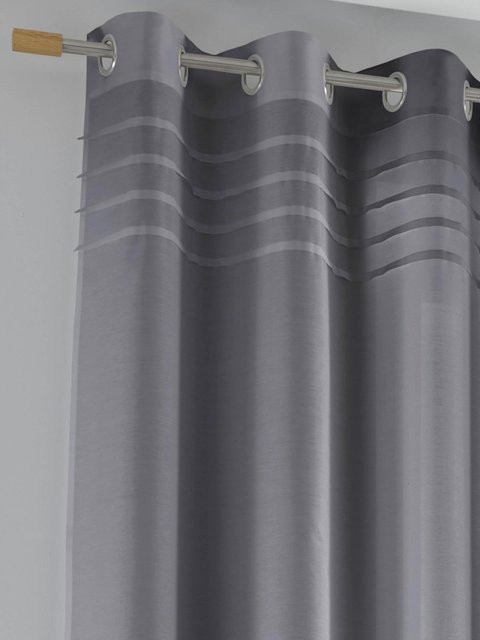 Dekostore Heine Home Vorhang in Grau, semi-transparent, mit Ösen, 65% Baumwolle und 35% Polyester - Bild 1