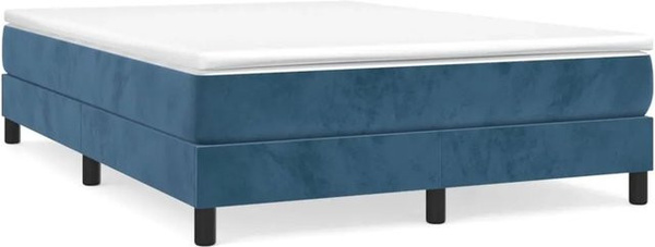 vidaXL Boxspringbett aus Samt in Dunkelblau, B/T/H: 140 x 200 x 25 cm